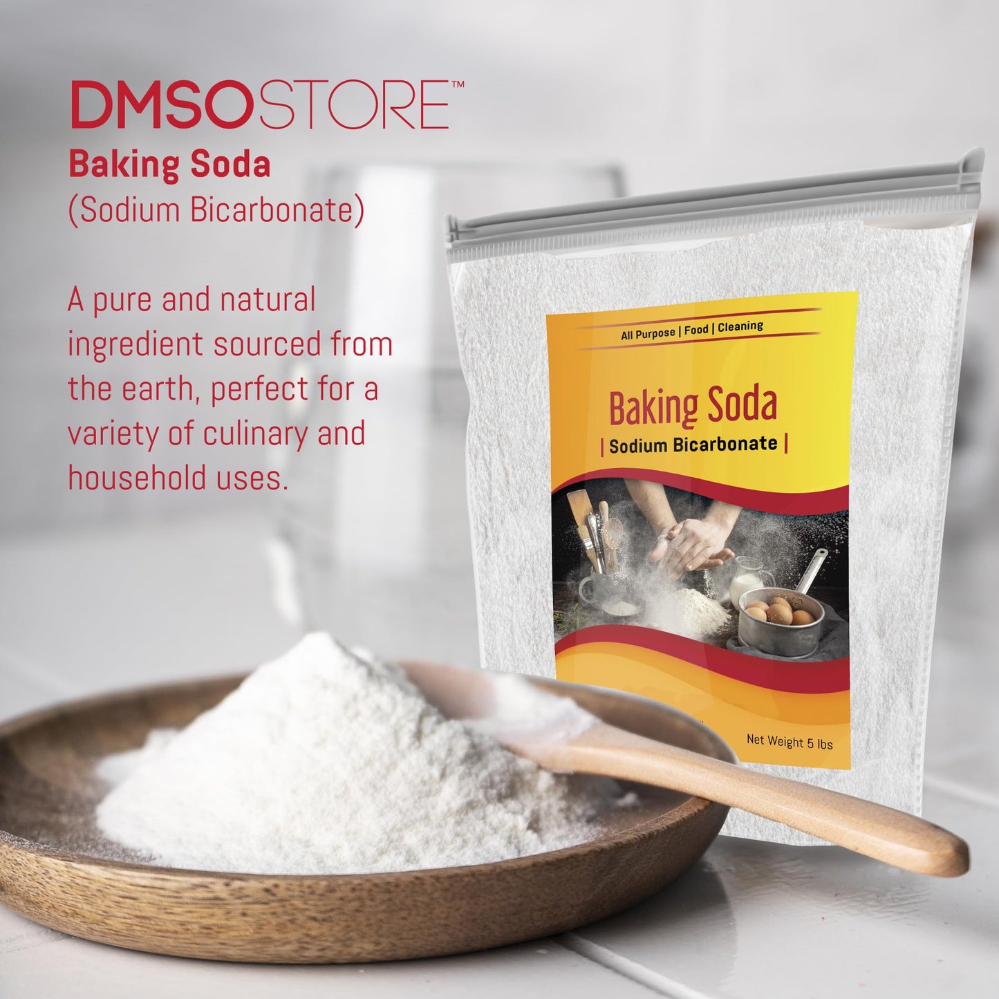Baking Soda 5 Lbs. Pure Sodium Bicarbonate Versatile Kitchen Essential For Baking, Cleaning, And More! Perfect For Cooking, Deod