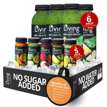 O2 Living Juices Cold Pressed Juice - Low-Calorie Detox Cleanse Drink, Fresh Fruit & Vegetable Juice, Immune Refresher, Vitamin-