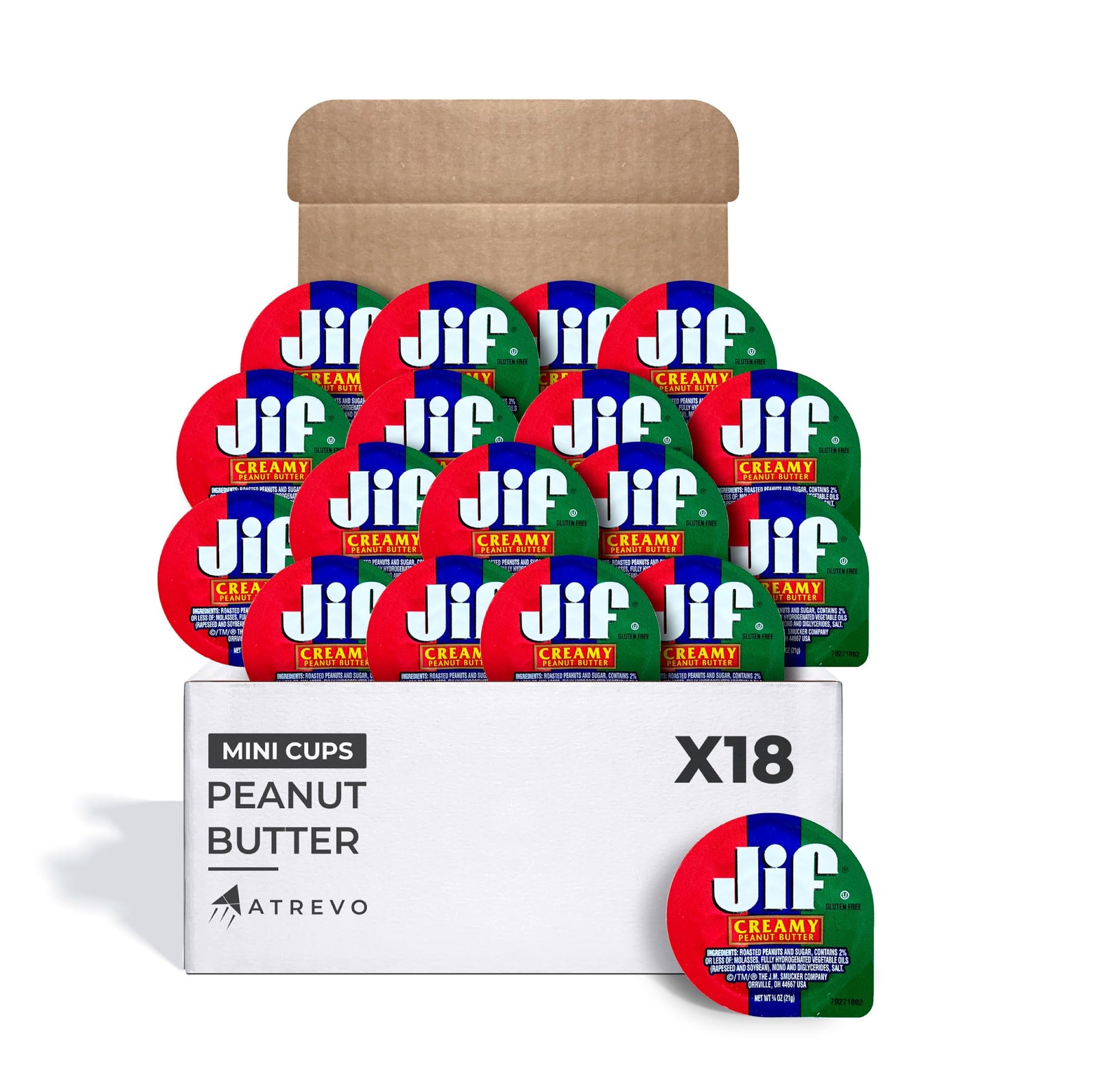 Peanut Butter To Go Cups, Natural & Creamy Snack Size (Pack Of 18). Perfect Portion Control (Just  Oz) 122 Calories Per Single C