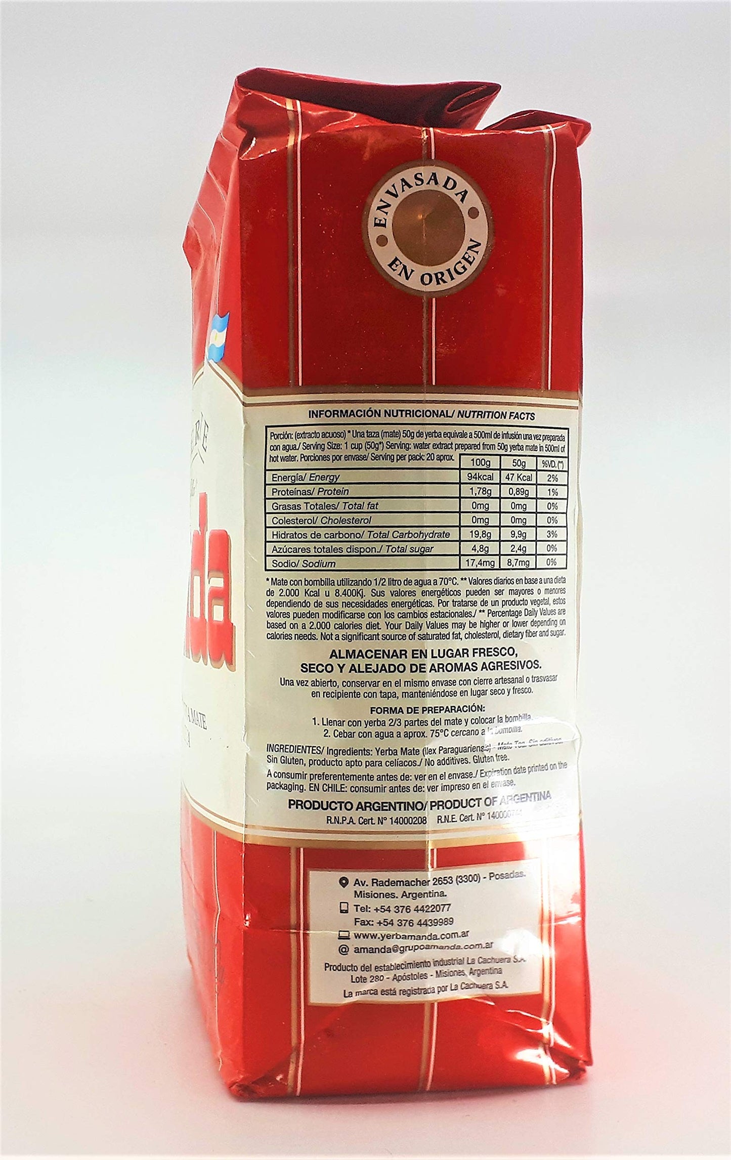 AMANDA YERBA Yerba Mate, 2.2 lb - Premium Loose Leaf Green Tea, Energizing Herbal Drink for Wellness and Refreshment