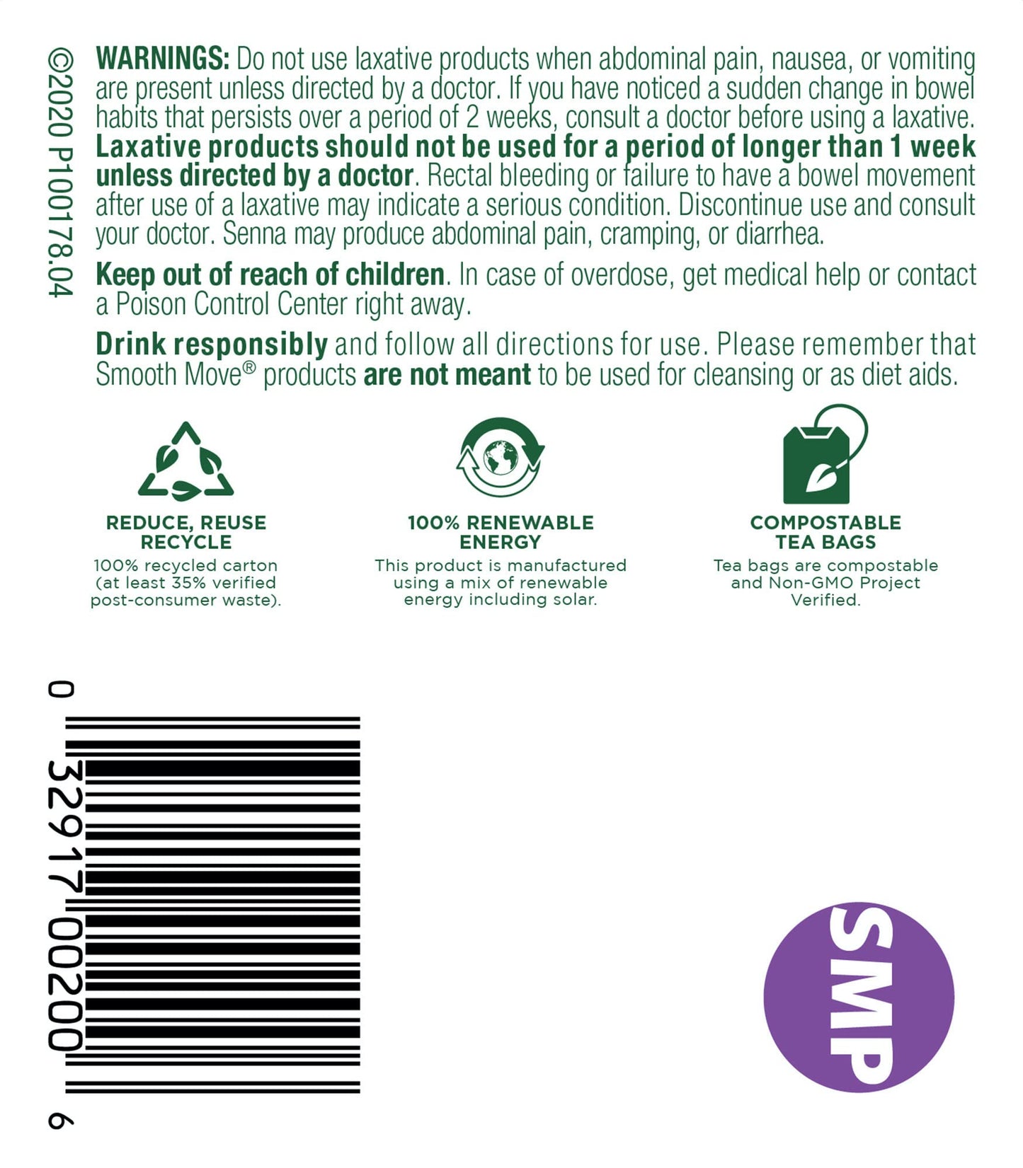 Traditional Medicinals Tea, Organic Smooth Move Peppermint, Relieves Occasional Constipation, Senna, 16 Tea Bags