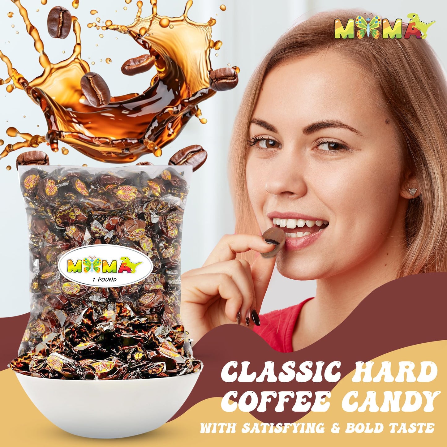 MIMA MIMA Coffee Hard Candy - Individually Wrapped - 16 Ounce Bulk Bag