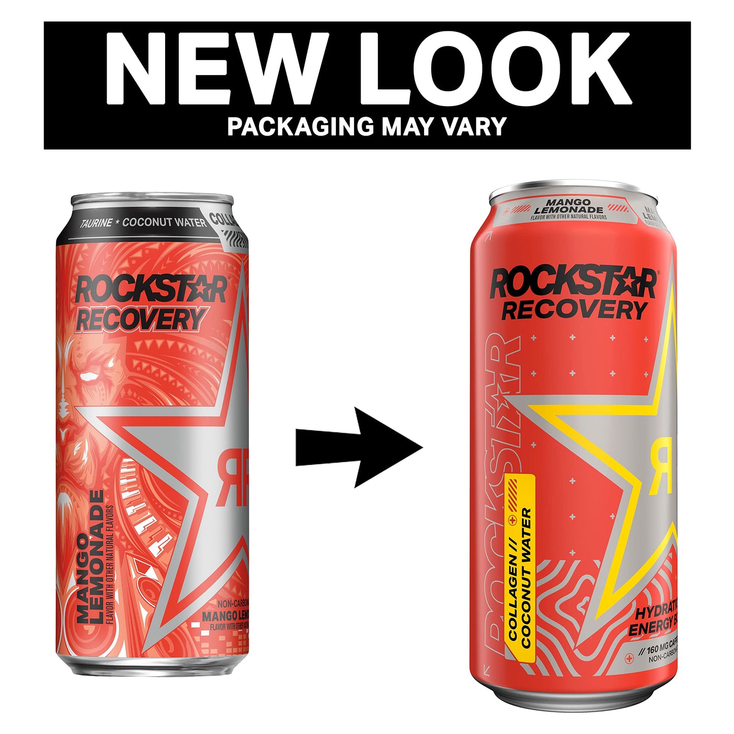 Rockstar Energy Drink Recovery Lemonade, 16oz (Pack of 12), Caffeine, Taurine, Electrolytes, Model 00012000240348