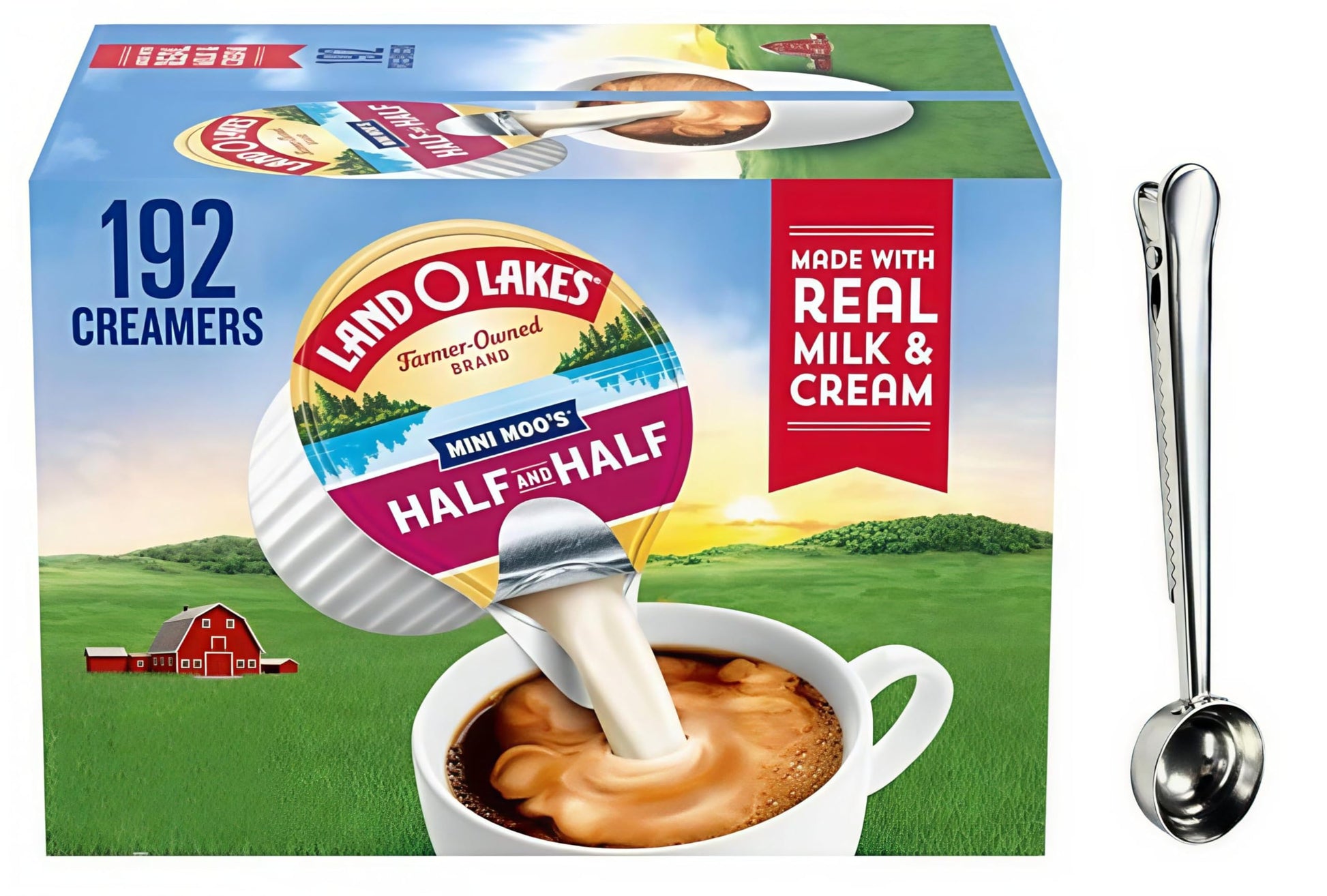 Mini Moos Half and Half Creamer Singles, Land Coffee Creamer Singles, 192 Count, No Refrigeration Needed