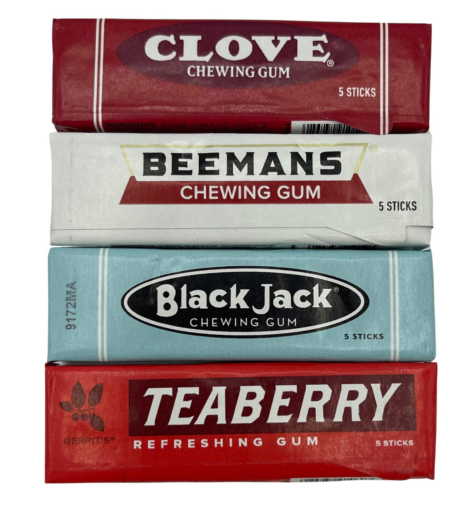 Nostalgic Retro Classic Chewing Gum Variety Pack - Black Jack, Beemans, Clove & Teaberry - 5 Count