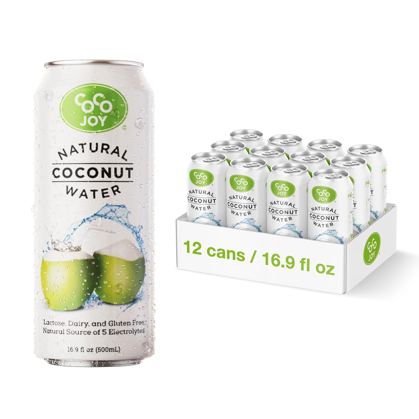 CoCo Joy Natural Coconut Water, Low-Calorie, High-Calcium, Nutrient-Rich Drink 12 pack