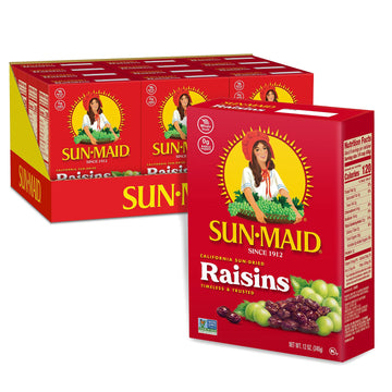 Sun-Maid California Sun-Dried Raisins - (12 Pack) 12 oz Sharing-Size Box - Dried Fruit Snack for Lunches, Snacks, and Natural Sw