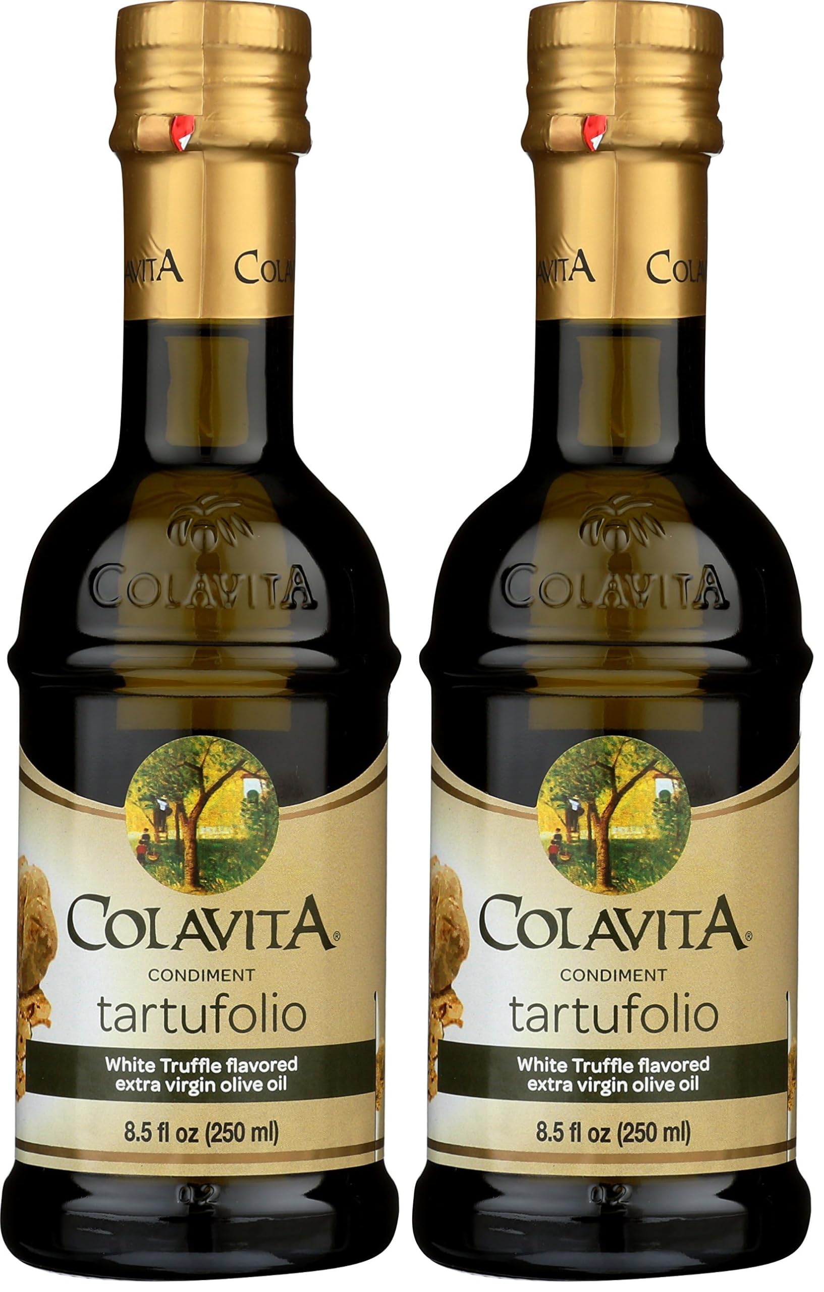 Colavita Flavored EVOO - Tartufolio Condiment, White Truffle Flavored Extra Virgin Olive Oil, 8.5oz Glass Bottle (Pack of 2)