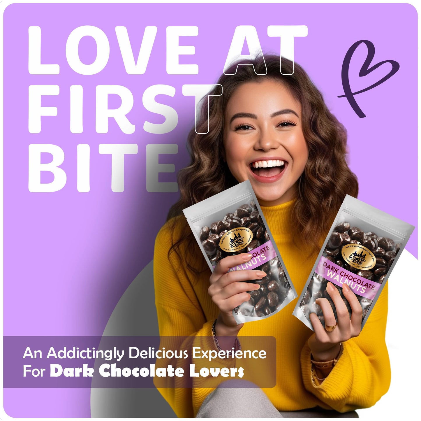 Superior Nut Chicago Dark Chocolate Covered Walnuts - Gourmet Crunchy Walnuts, 64% Dark Chocolate - Rich Omega-3S & Antioxidants