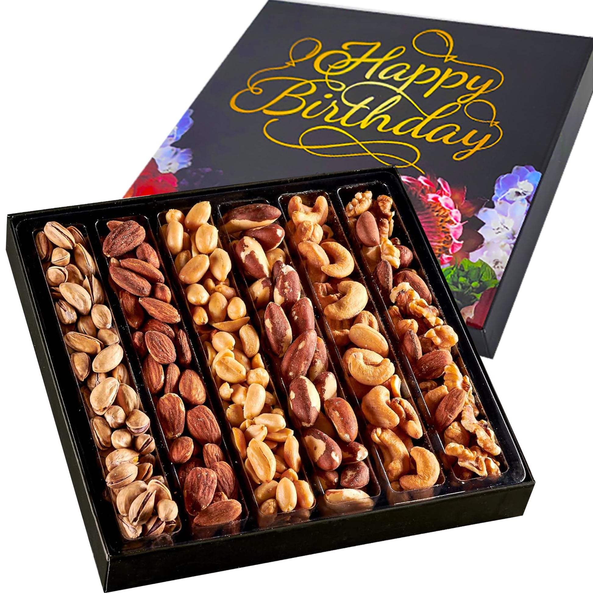 Happy Birthday Nuts Gift Basket, Gourmet Snack Box,In Elegant Box, Gift Set Birthday Party, For Men And Women. Kosher, Snackberry (Assortment #1)