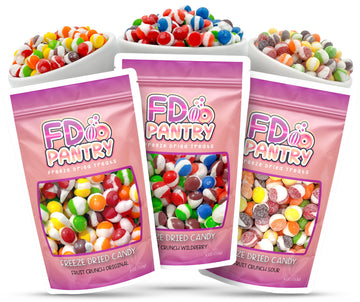 Freeze Dried Candy 3 Pack Fruit Crunch Original, Wildberry, Sour Mix Variety Gift Bundle 4 Oz - 3 Pack Treat Snack Sampler Set R