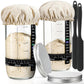 DWTS DANWEITESI Sourdough Starter Kit with Feeding Band, Thermometer, Jar Scraper, Cloth Cover & Aluminum Lid, 24oz-2pcs