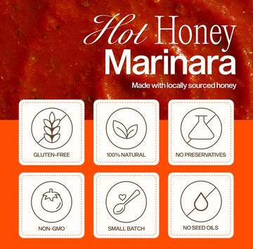 Hot Honey Marinara Pasta Sauce, 25 Oz Jar (2-Pack), Sweet & Spicy Tomato Sauce, Gluten-Free, Non-Gmo, Multi-Use, Clean Ingredien