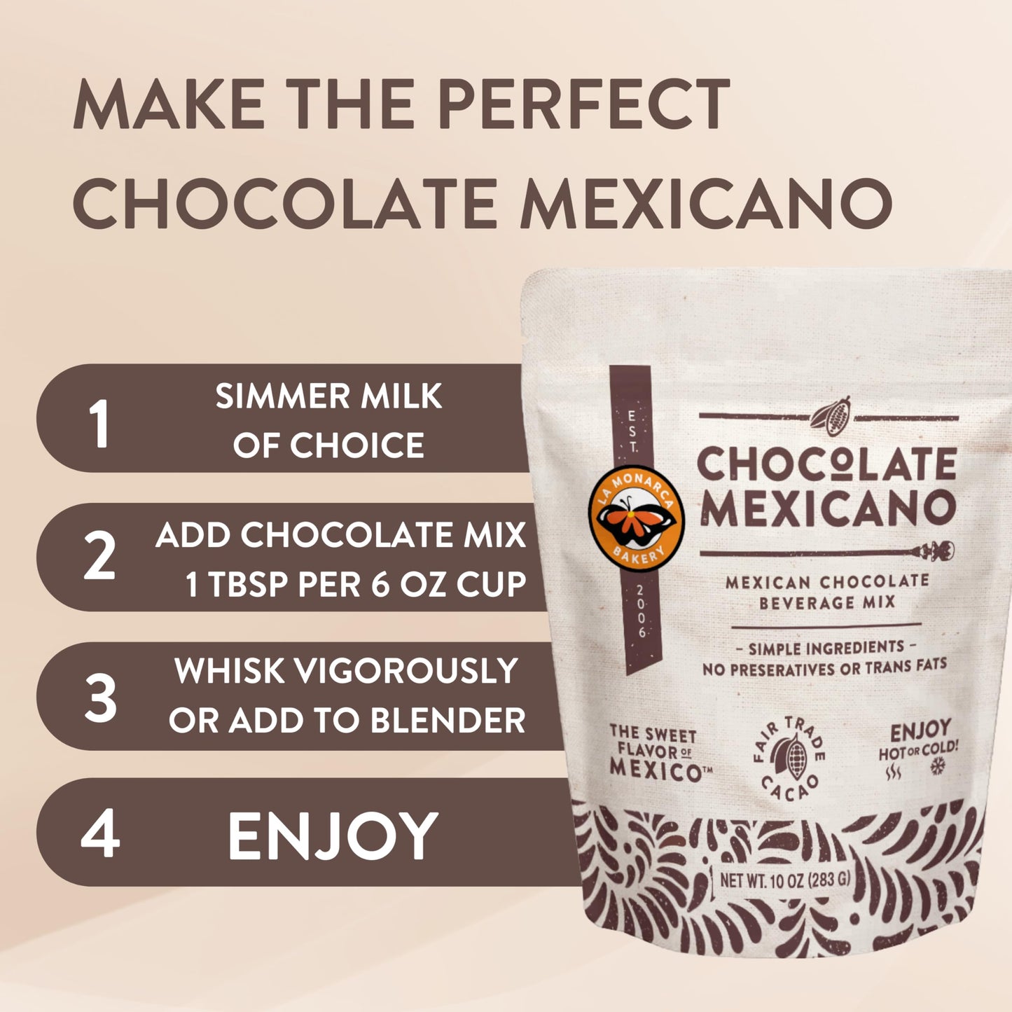 Mexican Hot Chocolate, 10 Ounce (Pack Of 2), Authentic Mexican Style Hot Chocolate Mix With Organic Cacao Beans And Cinnamon By