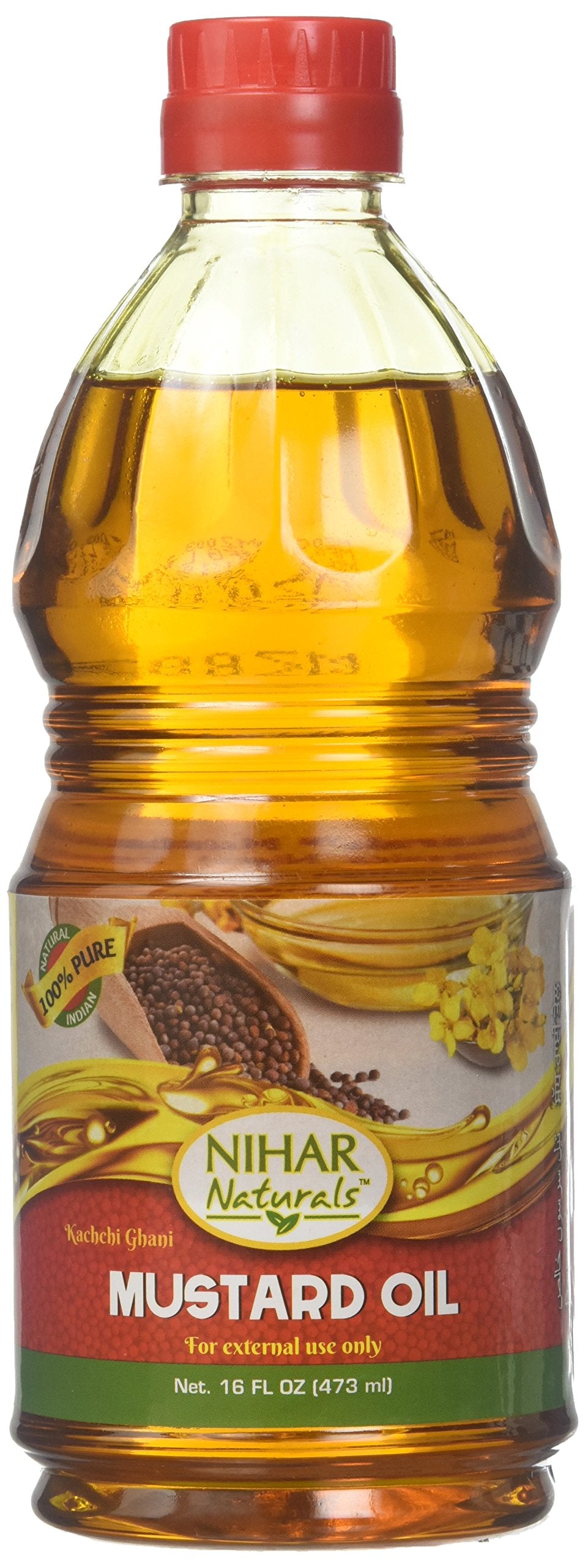 Nihar Naturals Mustard Oil, 473 mL, 100% Pure Cooking Oil, Ideal for Culinary Use