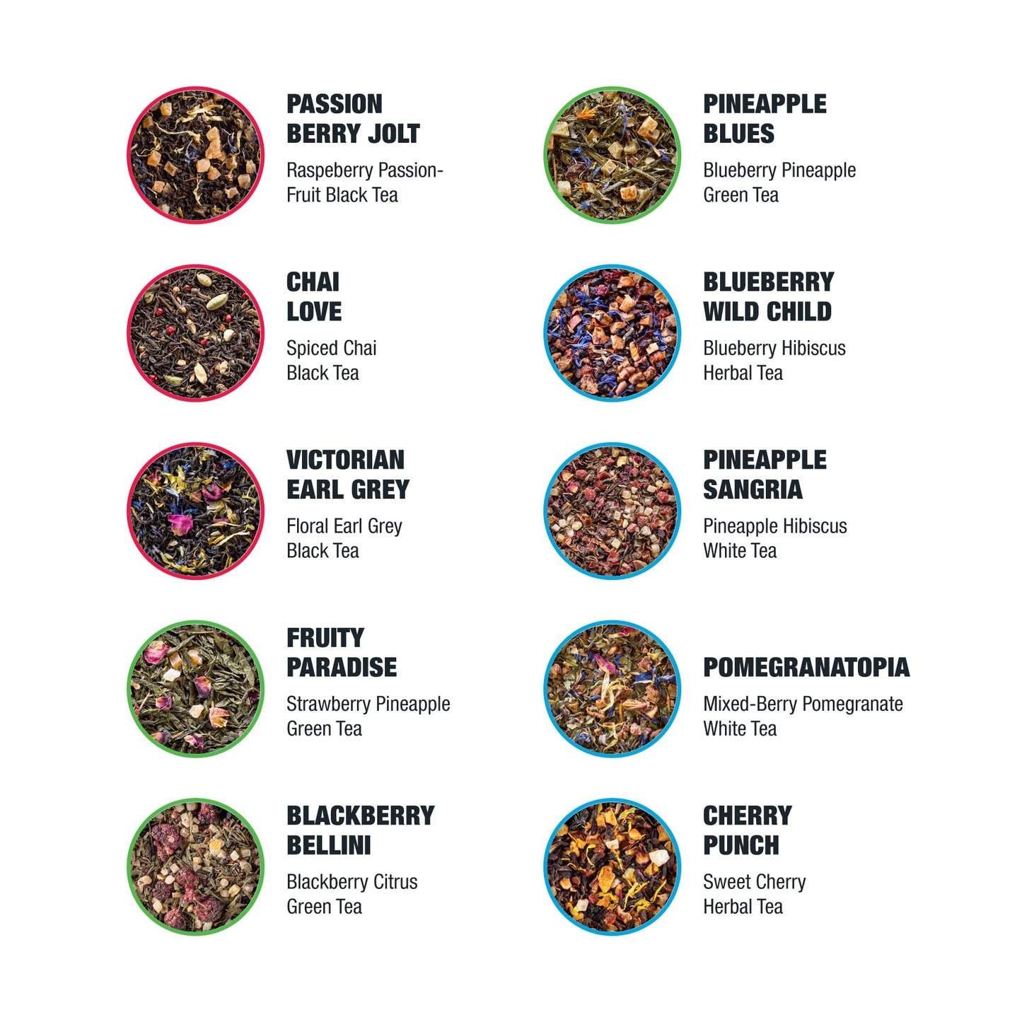 Tiesta Tea Discovery Tea Sampler Set, 20 Loose Leaf Blends, Hot & Iced Tea, 20 Pouches, Up to 200 Cups