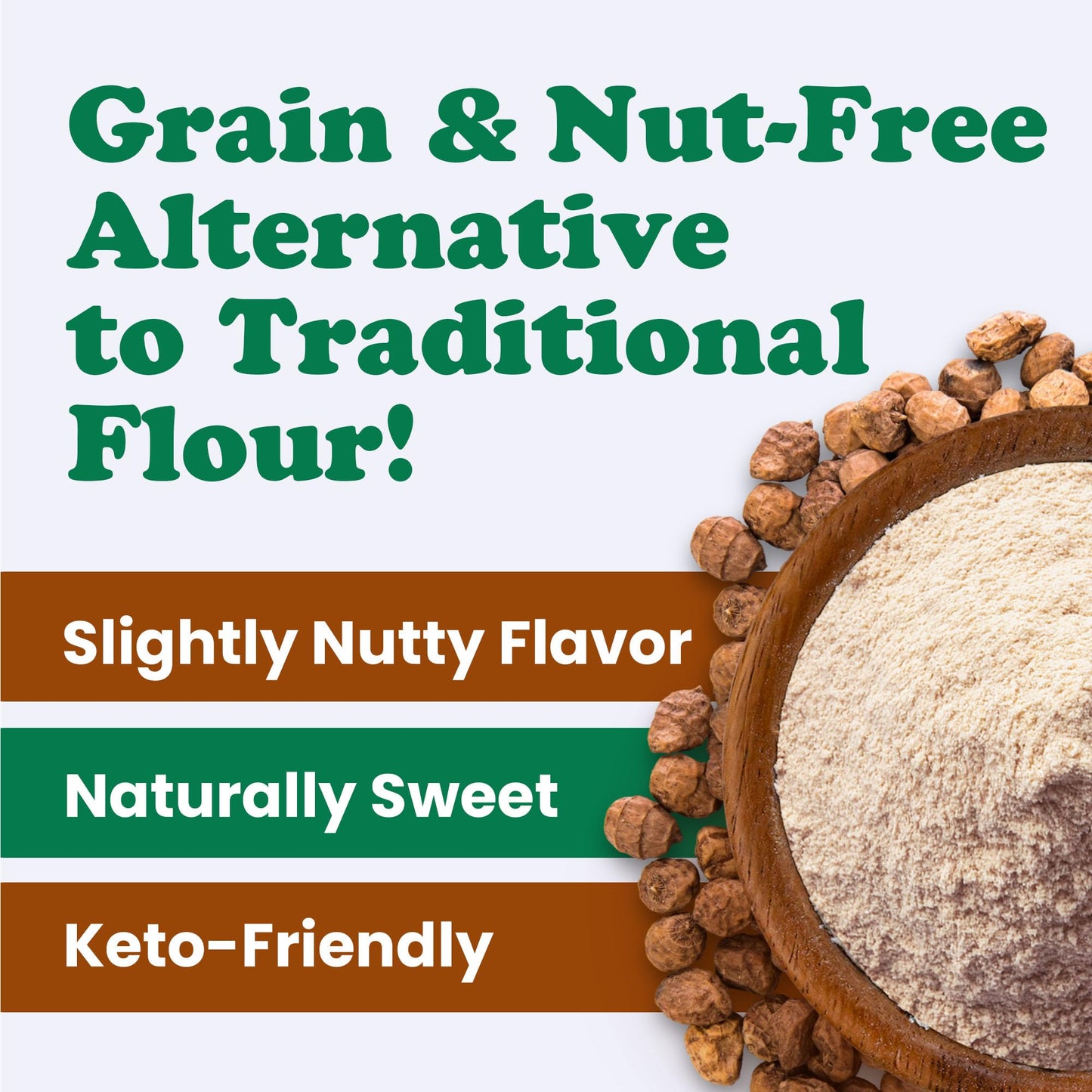Food to Live Organic Tigernut Flour, 7 Pounds - Nut-Free, High Fiber, Low Carb, Ideal for Baking and Smoothies, Keto and Vegan F