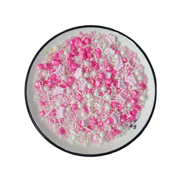 Sentovac Edible Pink Crown Mix Sprinkles For Decorating | Edible Cake Cupcake Sprinkles 1 Bottle 3.53Oz/ 100G | Cookie And Ice C