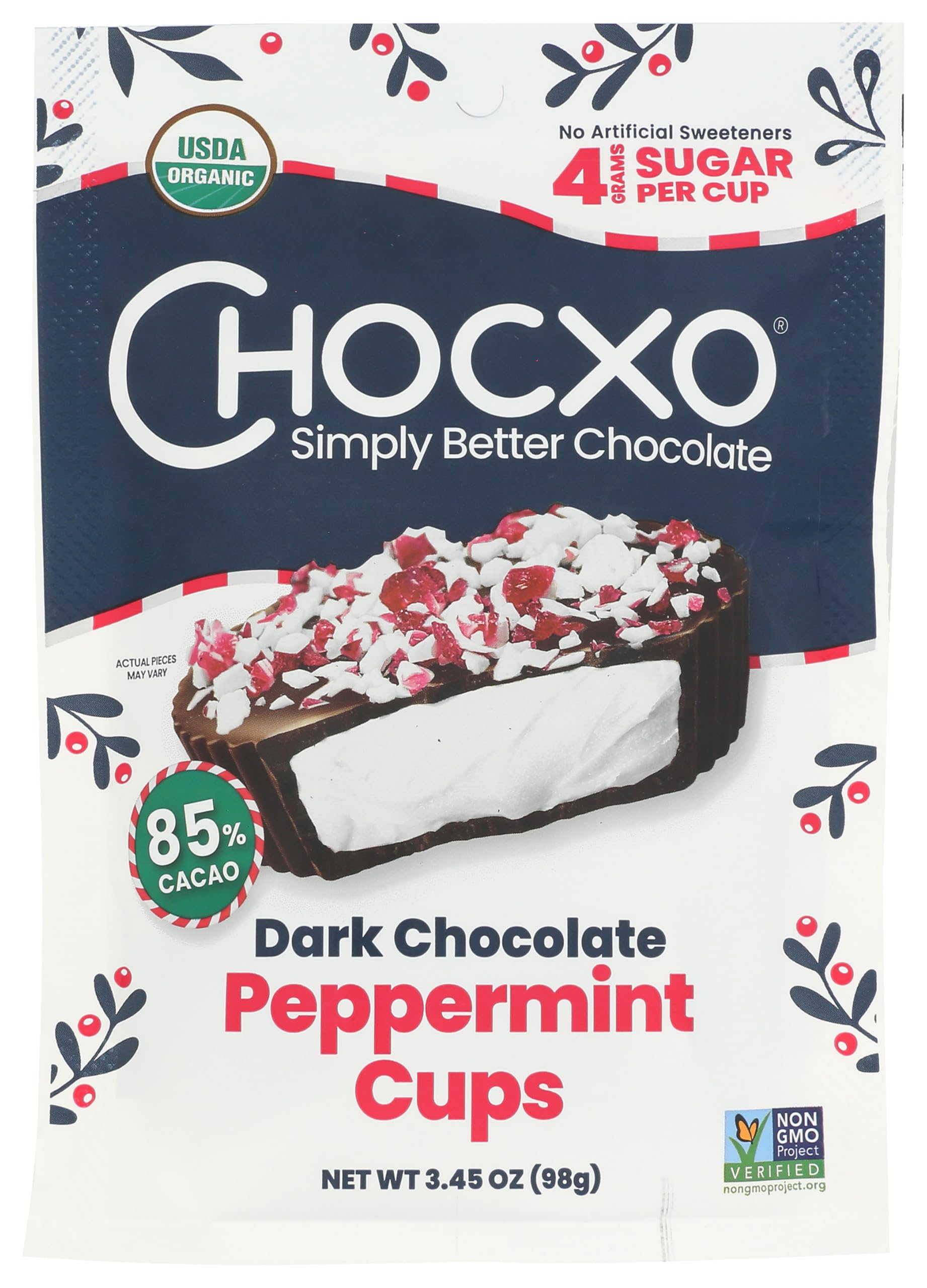 CHOCXO Organic Dark Chocolate Peppermint Cup, 3.45 OZ