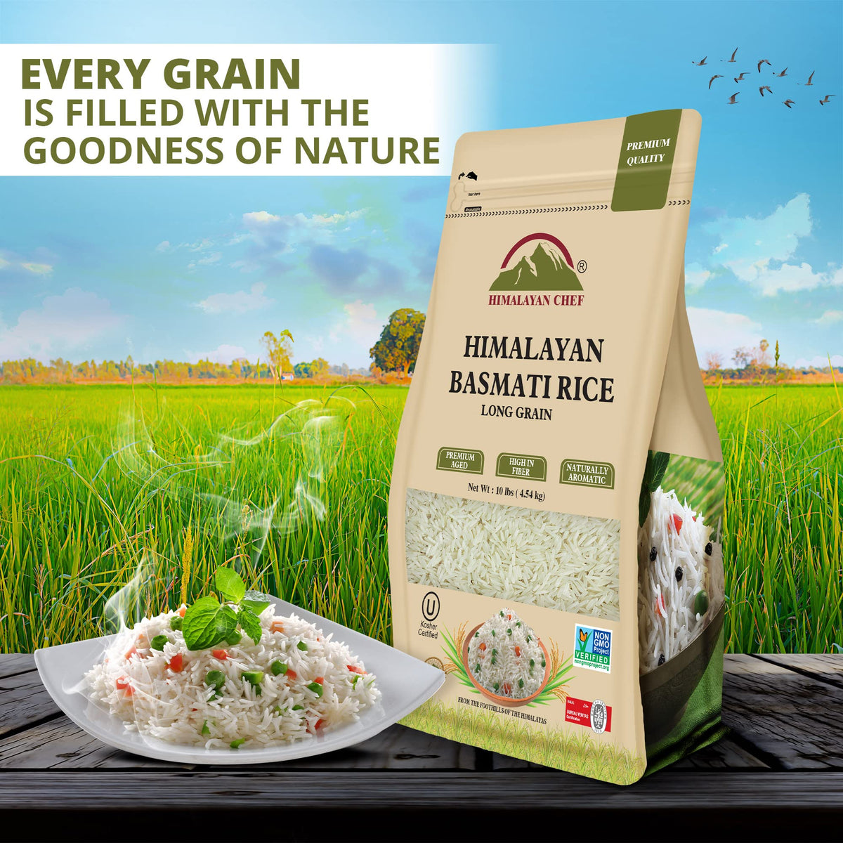 Mute Rice Himalayan Chef Basmati Rice,Extra Long Grain Rice Fluffy Quick Cooking ...
