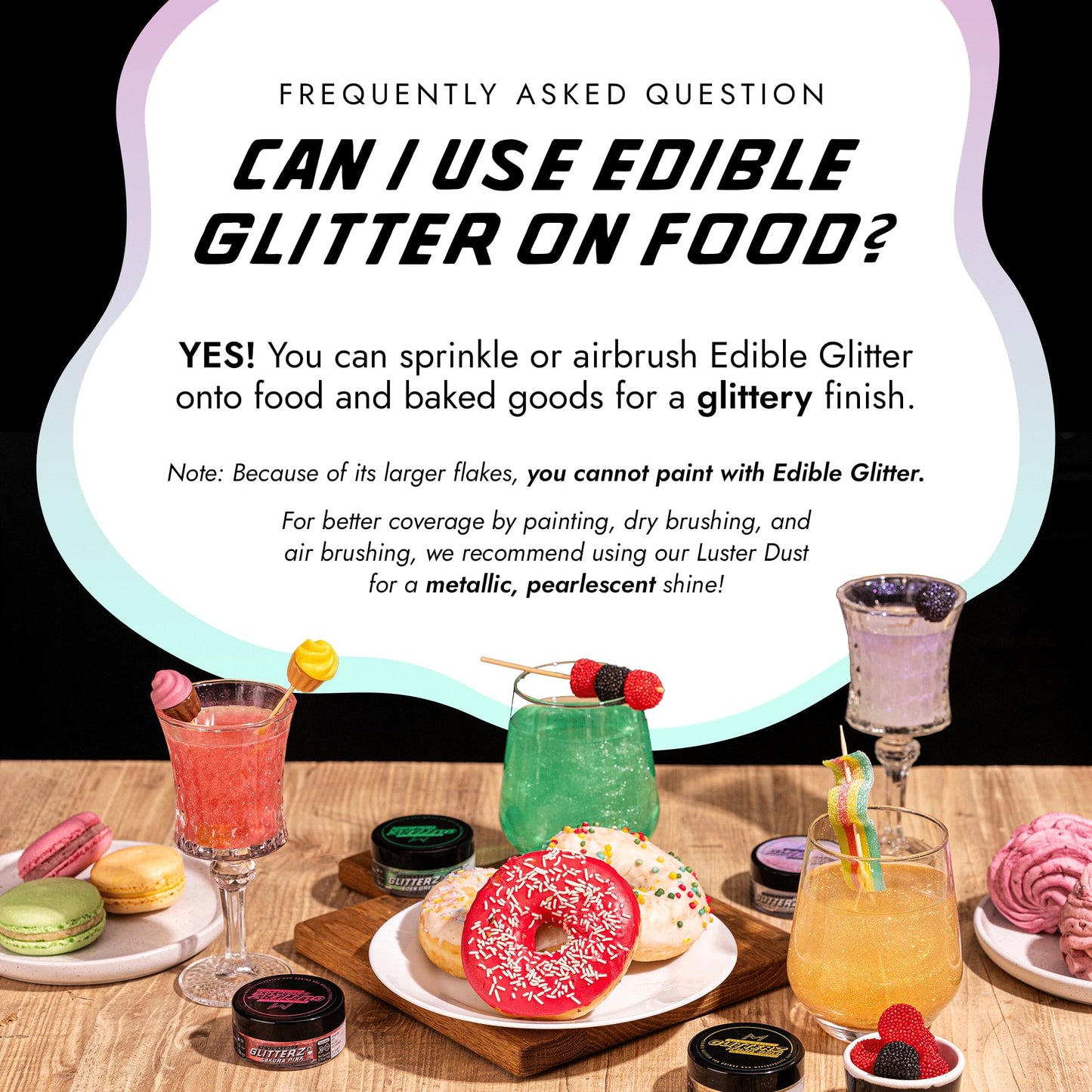 MONÉGASQUE Iridescent Edible Glitter for Drinks & Cakes - 10g Shimmer Powder