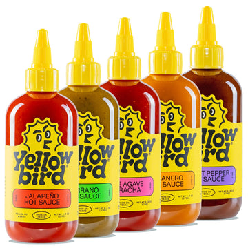 Yellowbird Classic Hot Sauce Variety Set - 5 Flavors, 9.8 oz Pantry Size, Mellow to Real Hot, Gift Pack
