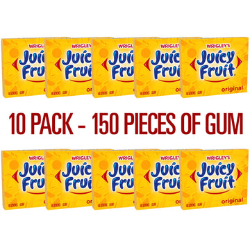 Wrigley Juicy Fruit Chewing Gum, 15 Stick (Pack Of 10), 150 Gum Pieces