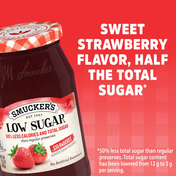 Smuckers Low Sugar Strawberry Reduced Sugar Preserves, 15.5 Ounces