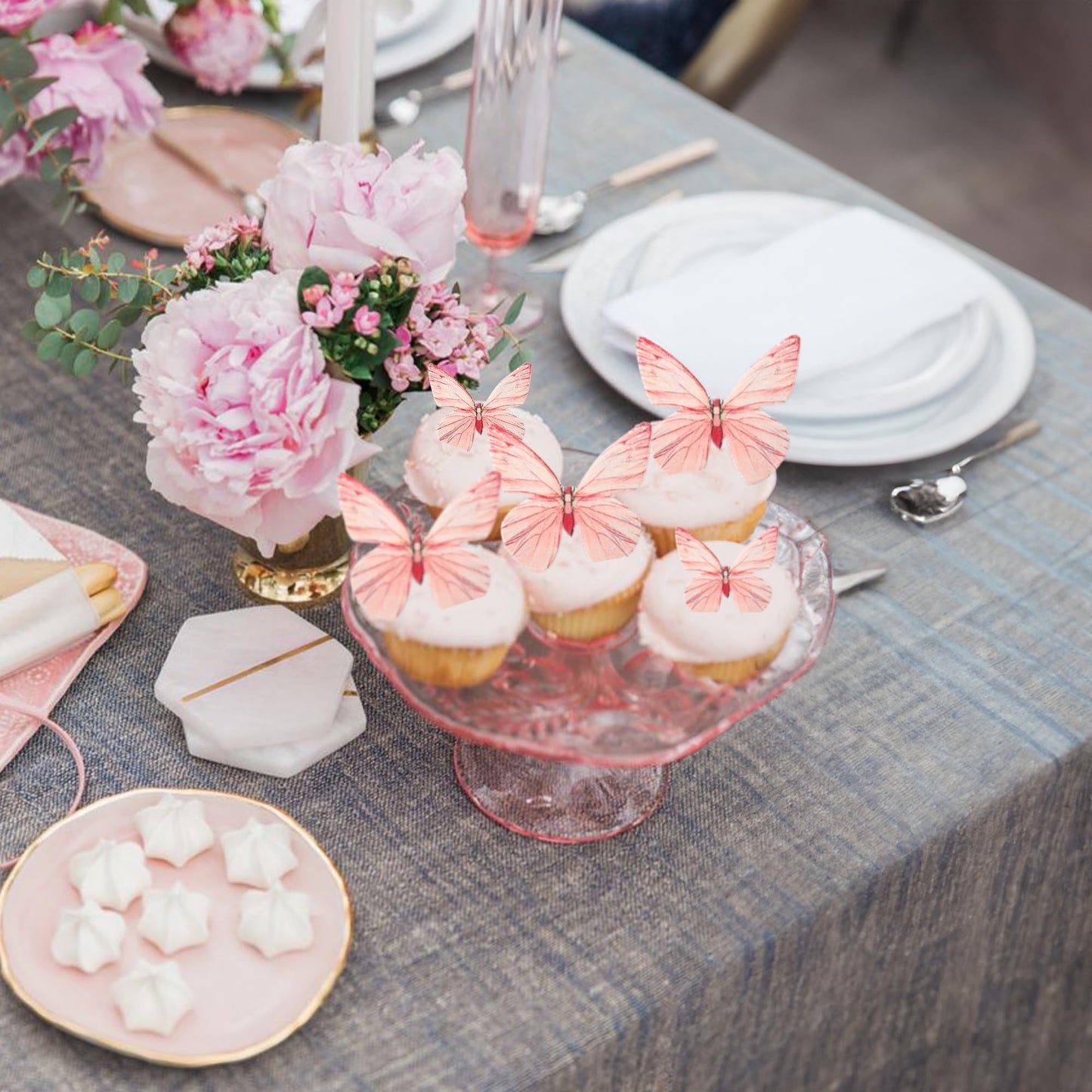 Gyufise 72Pcs Edible Butterfly Cupcake Toppers & Decorations For Butterfly Theme Baby Shower & Kids Birthday Party Cake Supplies