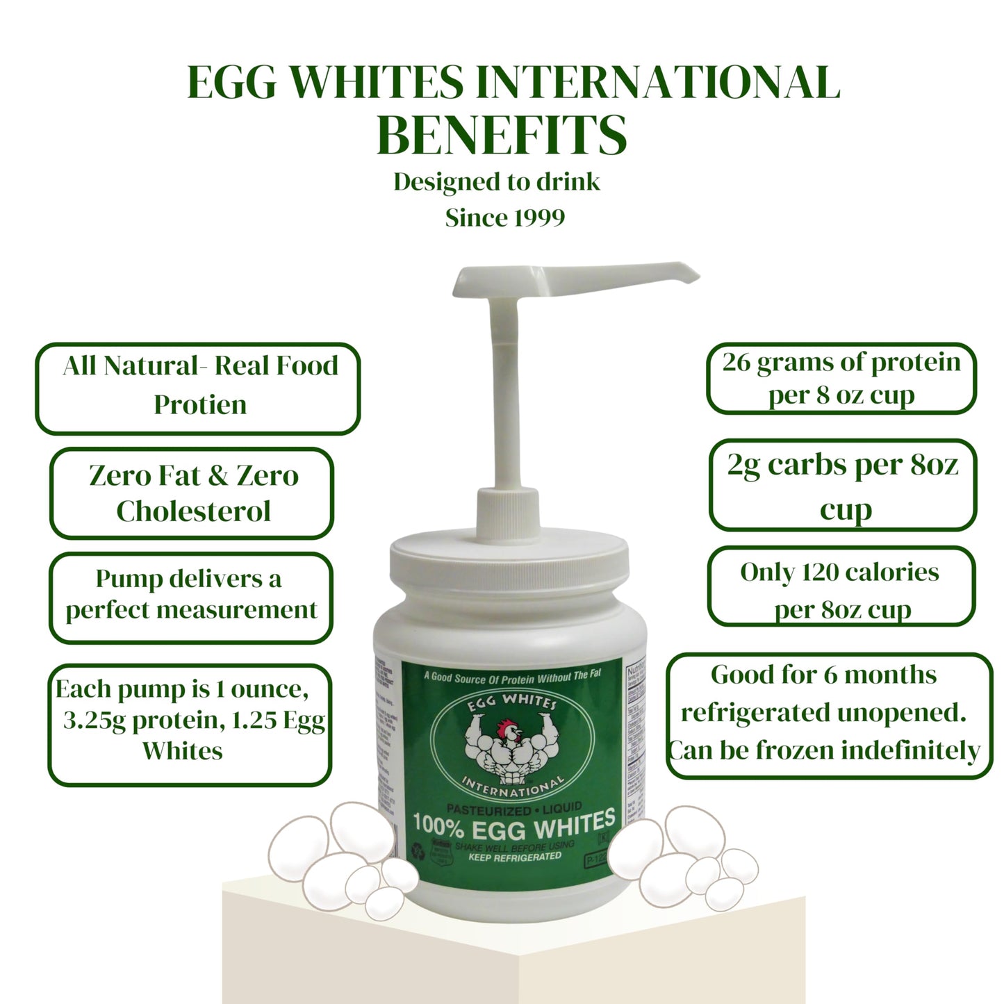 Egg Whites International Liquid Egg White Protein - 100% Pure, Cage-Free, 128 Fl Oz (1 Gallon)