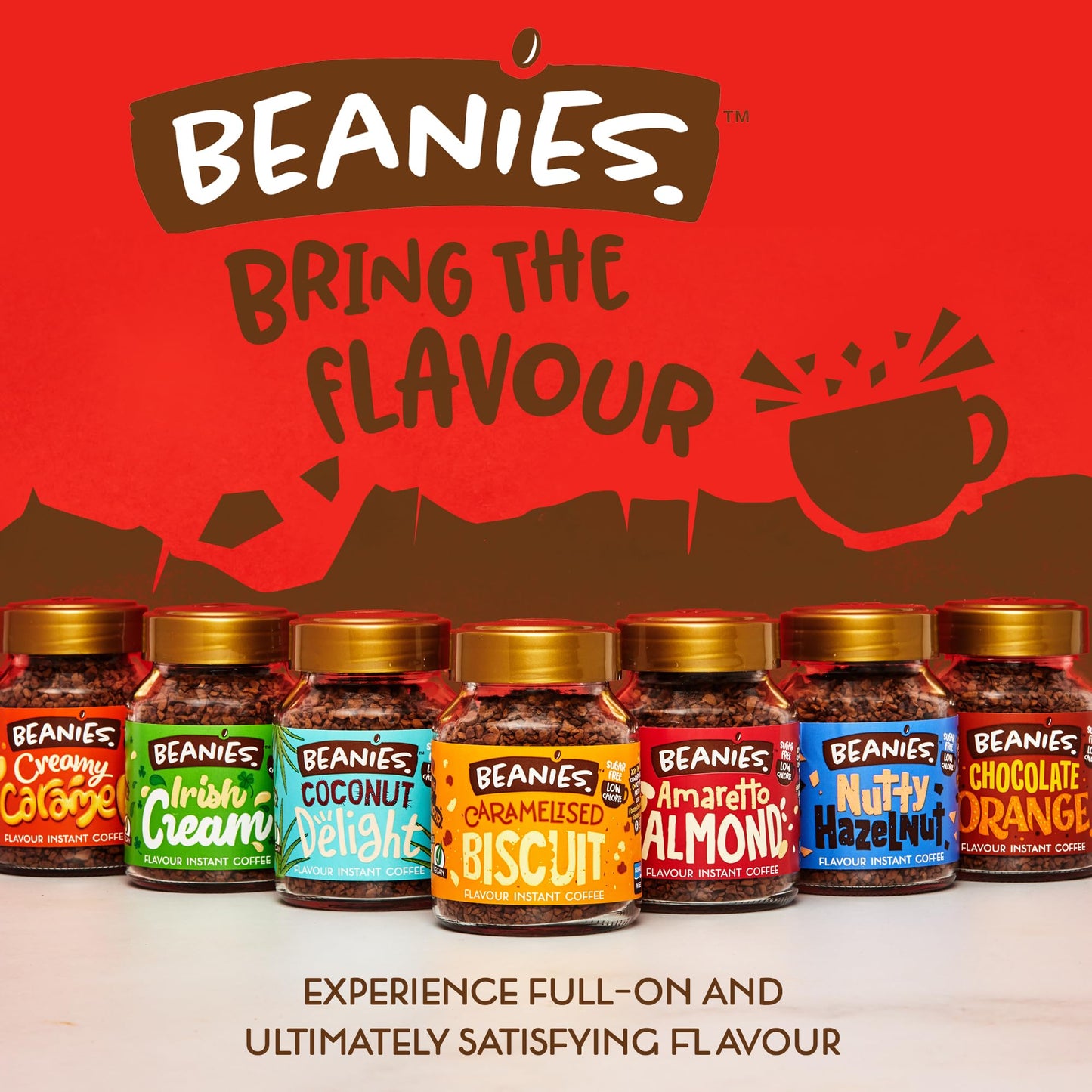Beanies Flavour Instant Coffee - Creamy Caramel Instant Flavored Coffee - Bold & Adventurous Full-On Flavor - An Indulgent Sugar