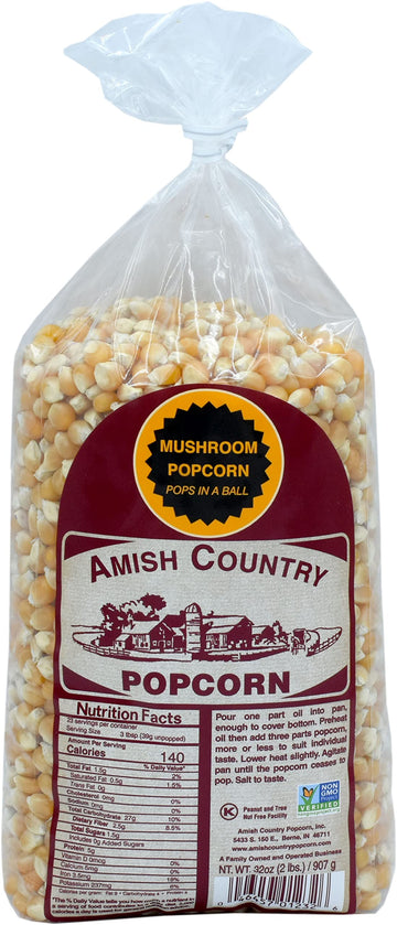 Amish Country Popcorn | 2 Lbs Bag | Mushroom Popcorn Kernels | Old Fashioned, Non-Gmo And Gluten Free (Mushroom - 2 Lbs Bag)