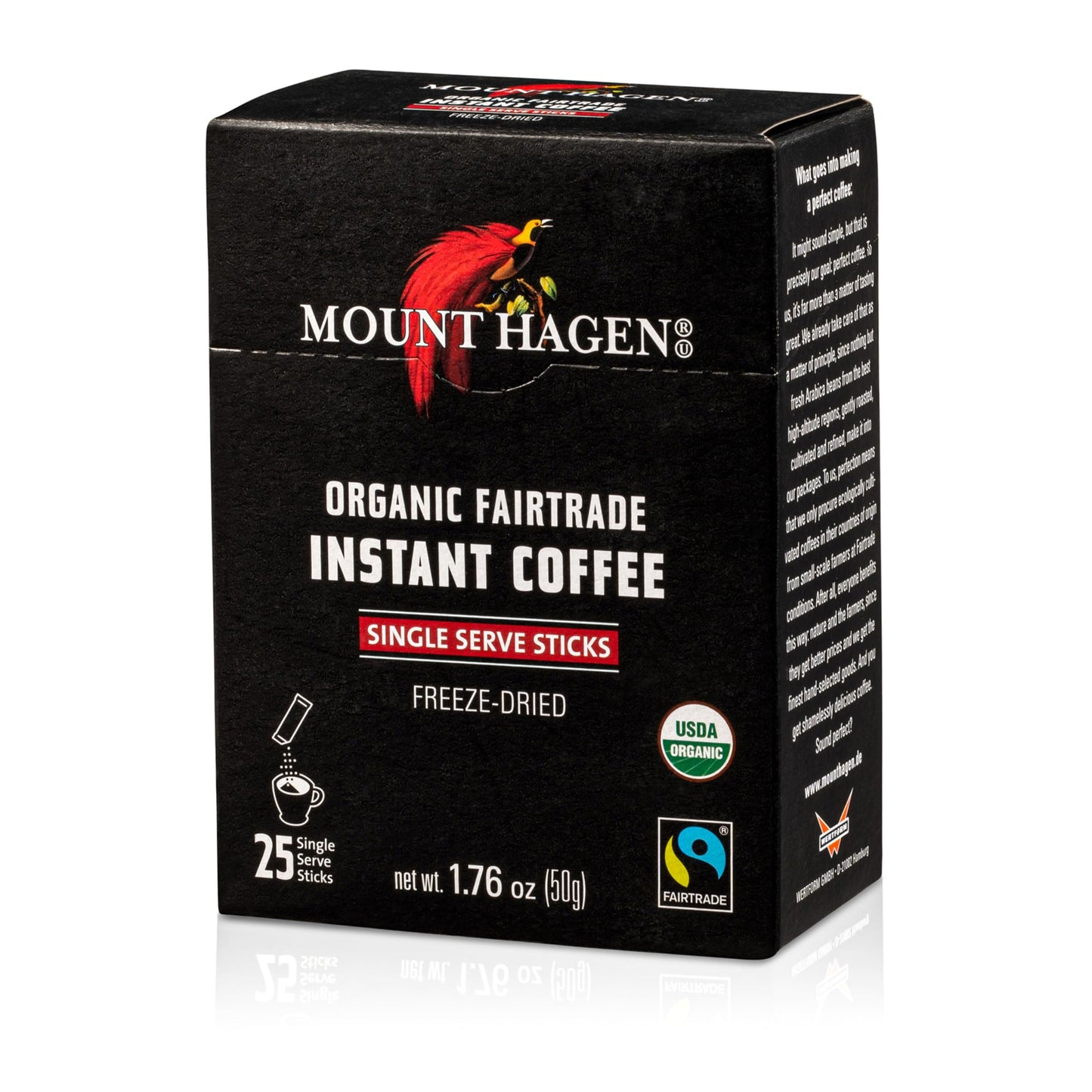 Mount Hagen 25 Count Single Serve Instant Coffee Packets - 8 Pack | Organic Medium Roast Arabica Beans | Eco-friendly, Fair-Trad