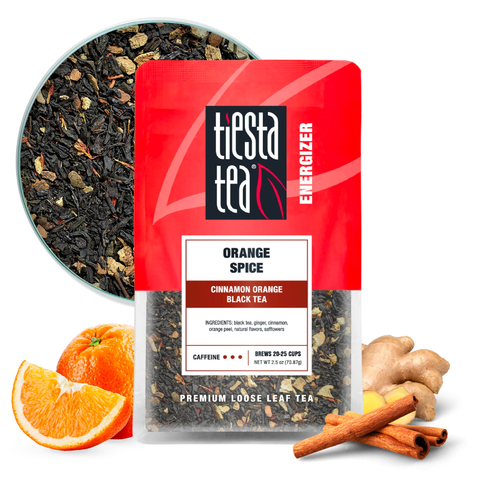 Tiesta Tea - Orange Spice Tea  Loose Leaf  Cinnamon Orange Black Tea  Top-Grade High Energy Blend Tea Blend  Make Hot Or Iced & Up To 25 Cups  2.5 Oz Resealable Pouch