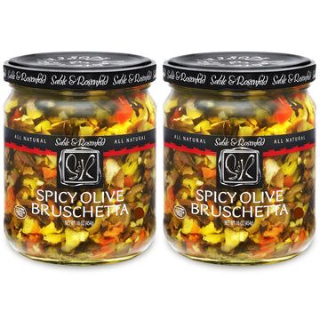 Spicy Olive Bruschetta - Kalamata Sandwich Spread with Peppers and Olive Oil for Muffuletta, Sandwiches, Dips, Crackers, Salads,