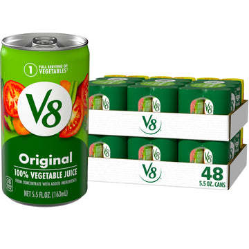 V8 Original 100% Vegetable Juice, Vegetable Blend with Tomato Juice, 5.5 FL OZ Can (6 Packs of 8 Cans)
