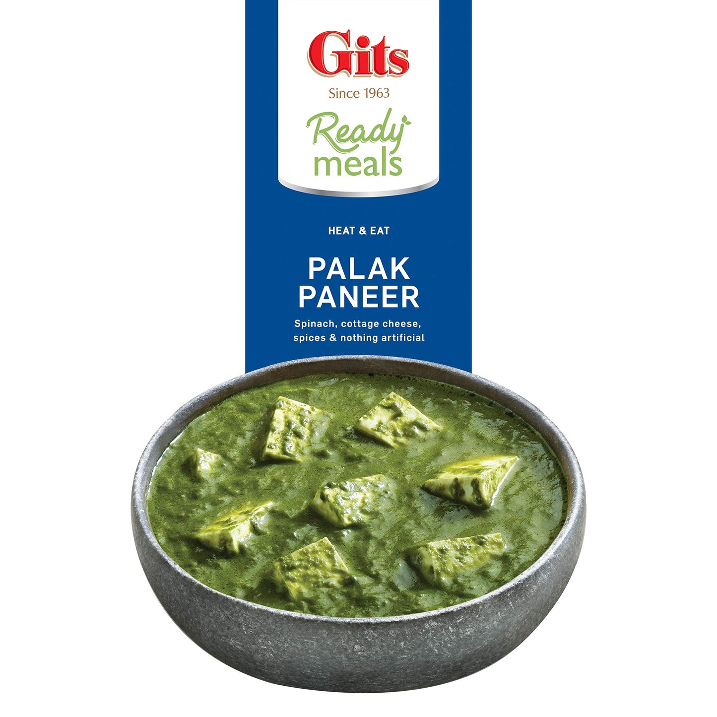 Gits Ready To Eat Palak Paneer, Pure Veg, Heat And Eat Indian Dish, Microwaveable, 855G (Pack Of 3 X 285G Each)