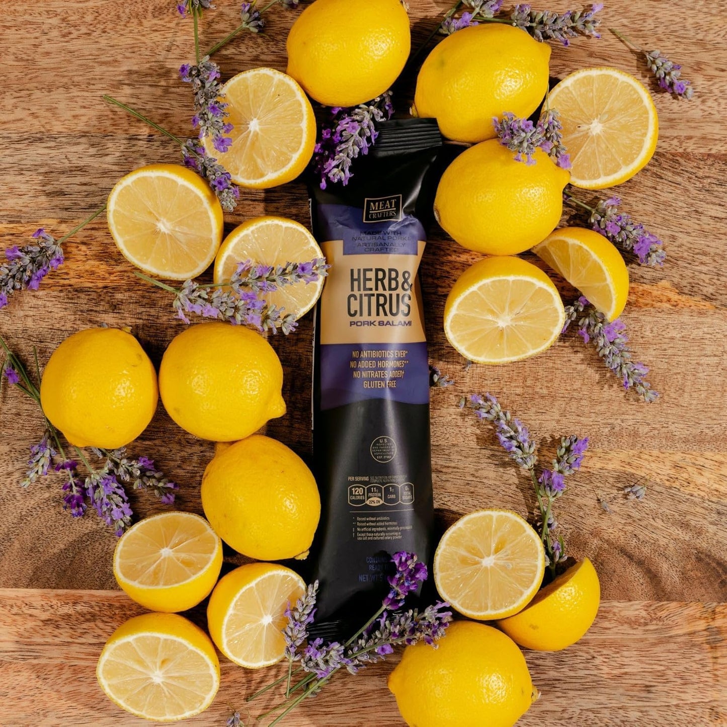 Meat Crafters Herb & Citrus Dry Cured Meat, No Added Nitrites or Nitrates,    Free, 5oz (2-Pack)