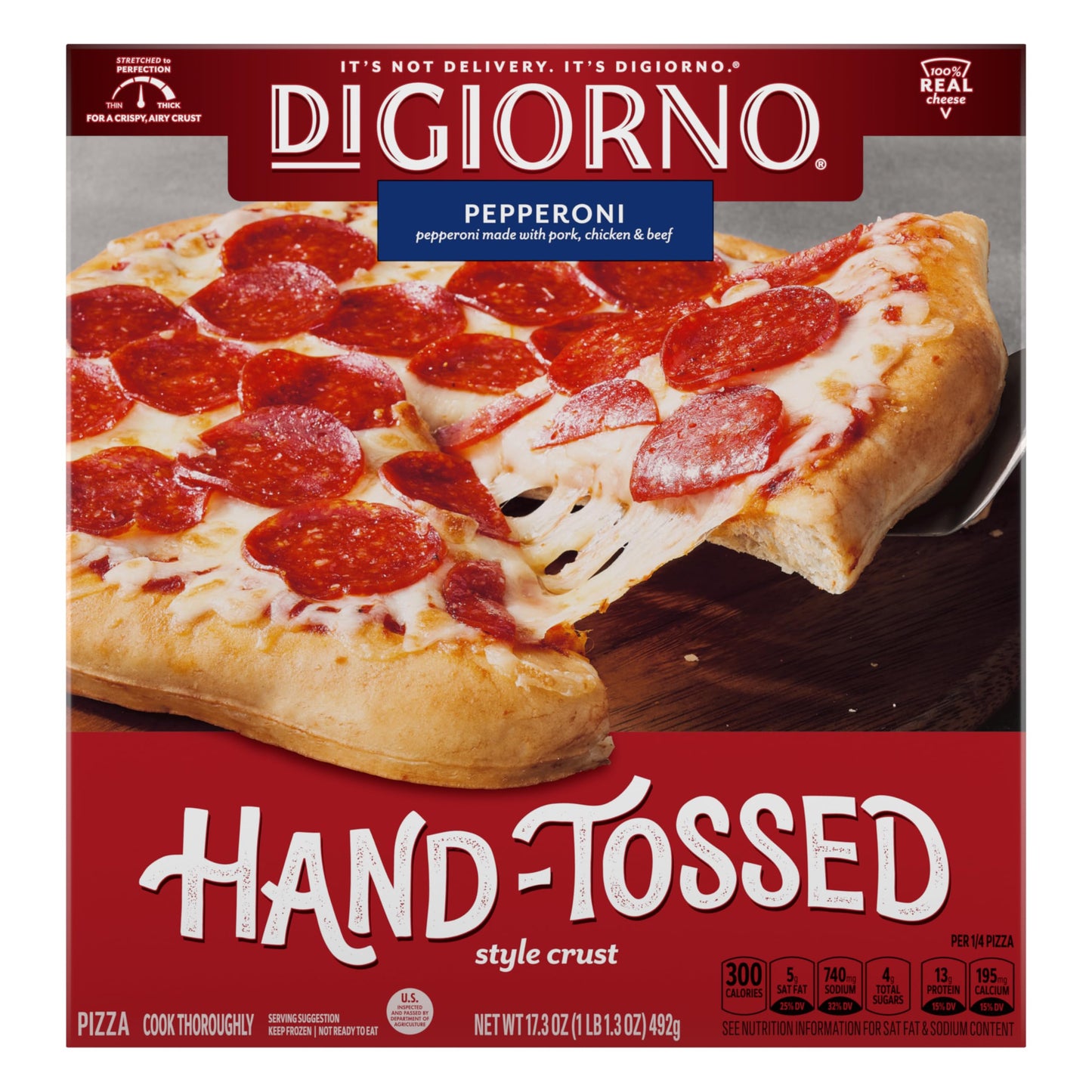Digiorno Frozen Pizza, Pepperoni Pizza Hand-Tossed Style Crust, 17.3Oz (Frozen) 17.3 oz