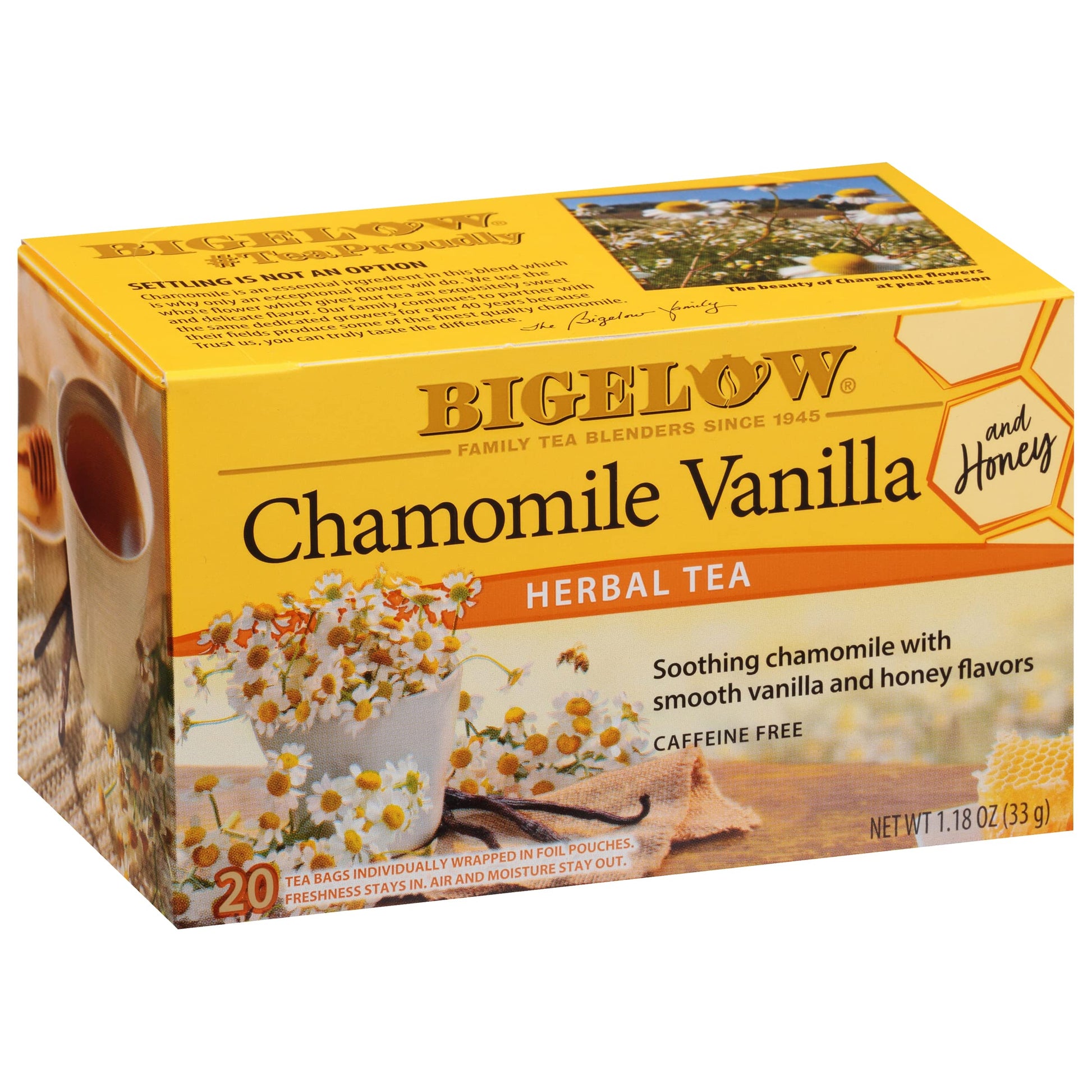 Bigelow Tea Chamomile Vanilla Herbal Teabags, Caffeine Free, 20 Count, Pack of 6