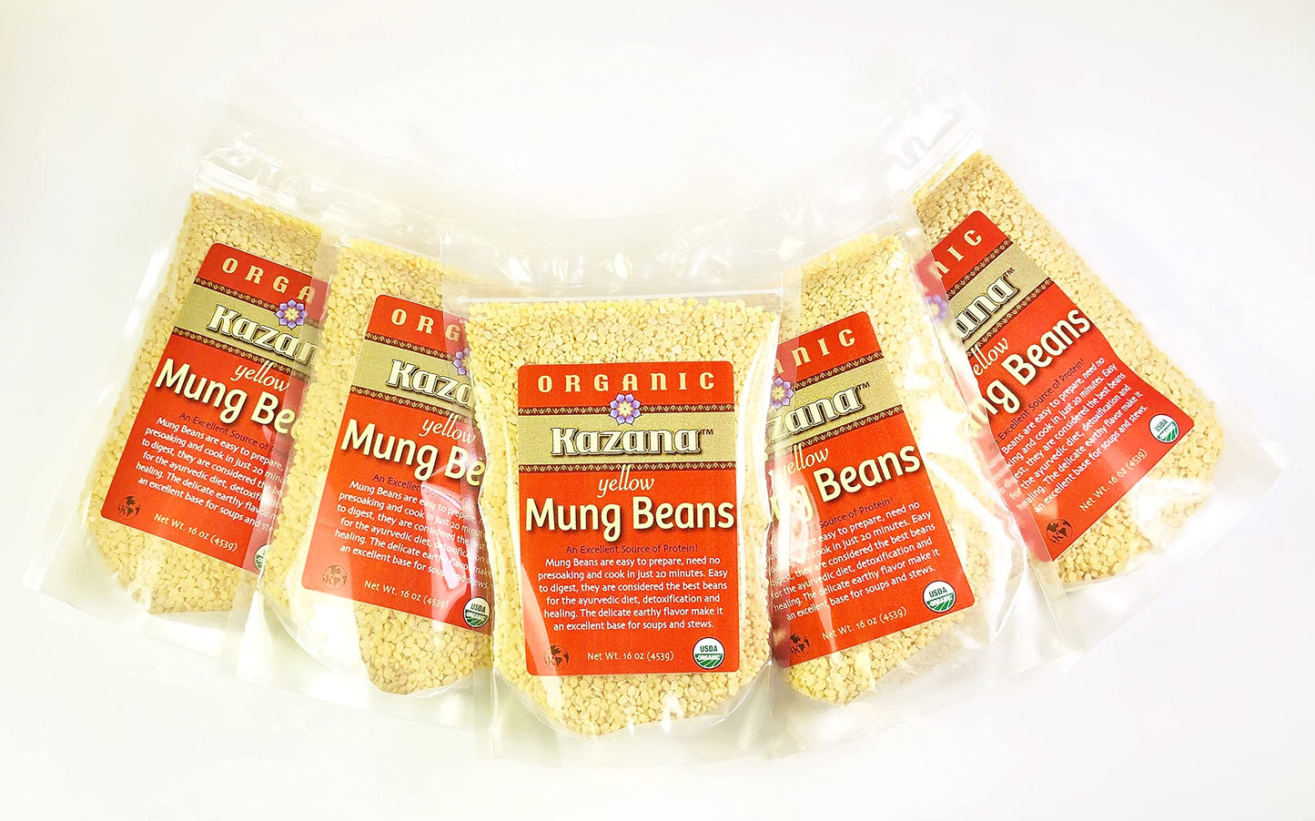 Kazana Yellow Mung Beans, Usda Certified Organic - 16 Oz (453G)