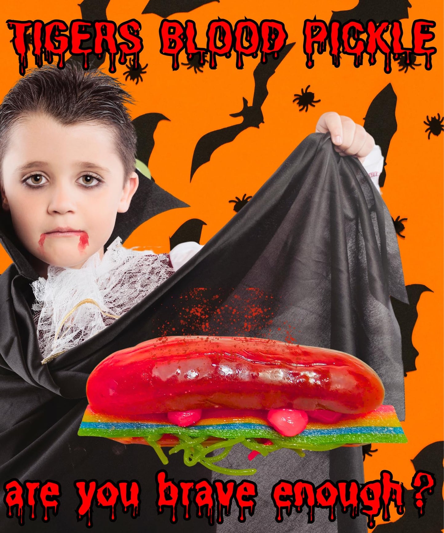Tigers Blood Pickle Kit With Mexican Candy (Dulces Mexicano) Gift Pouch With Takis, Fruit By The Foot, Fruit Roll-Up, Lucas Wate