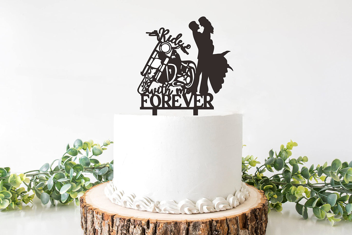 Motorcycle Wedding Cake Topper, Ride With Me Forever Cake Topper, Bride And Groom With Motorcycle Cake Topper For Wedding/Annive