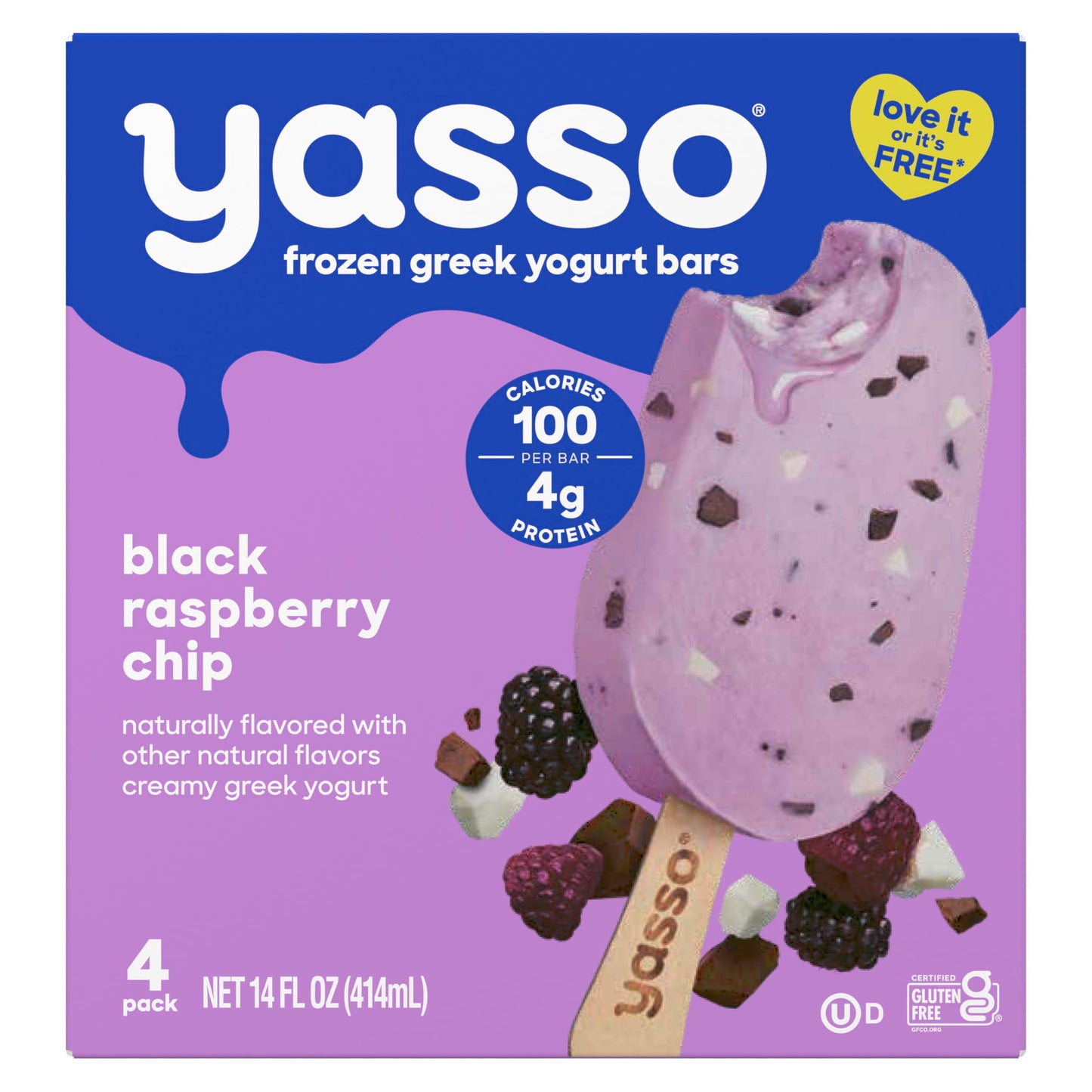 Yasso Frozen Greek Yogurt Bars Black Raspberry Chip Bars 4 Count for a ridiculously creamy frozen snack made with the goodness o