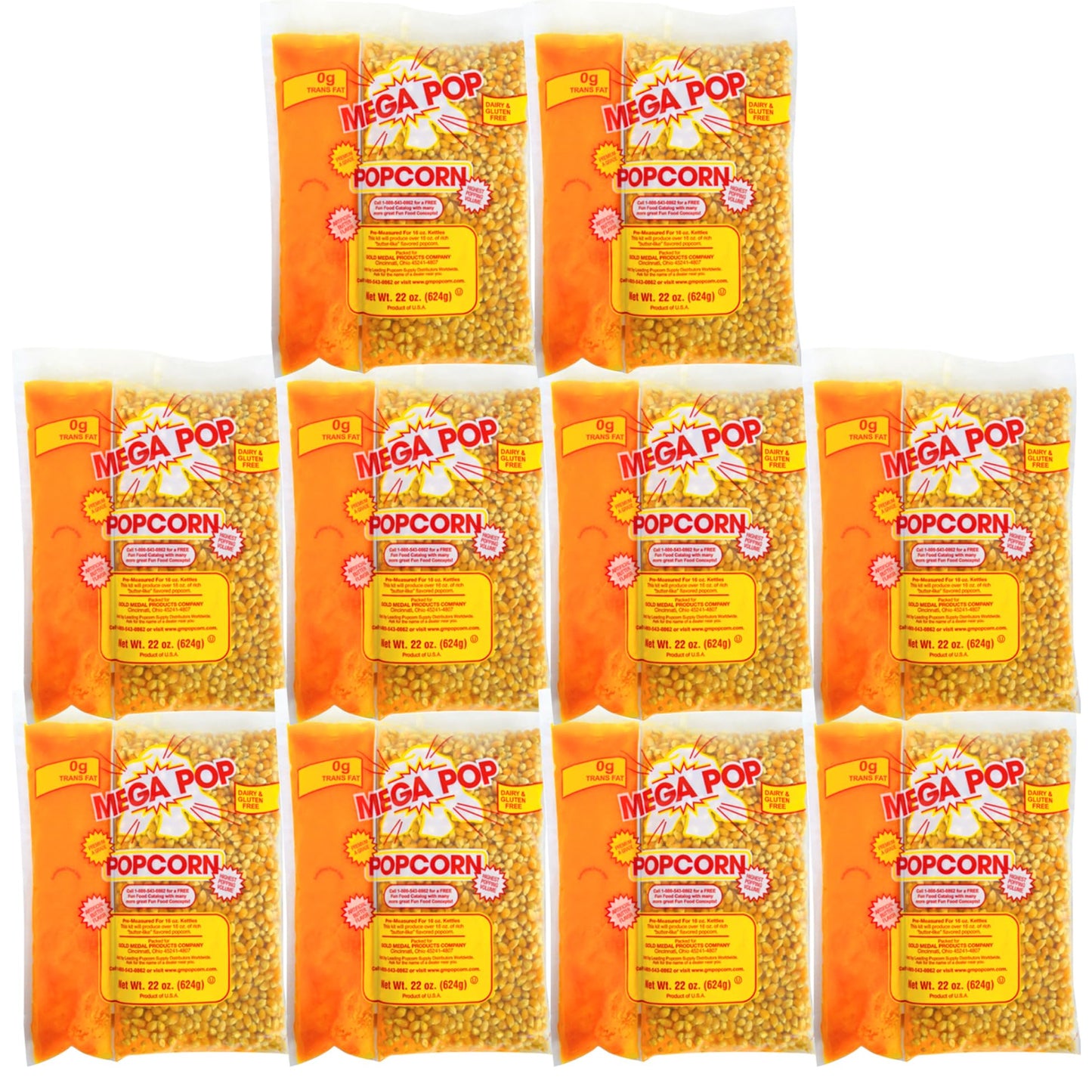 Generic Mega-pop Popcorn Kit - 22 Oz. - 10 Pack - Perfect for Movie Nights