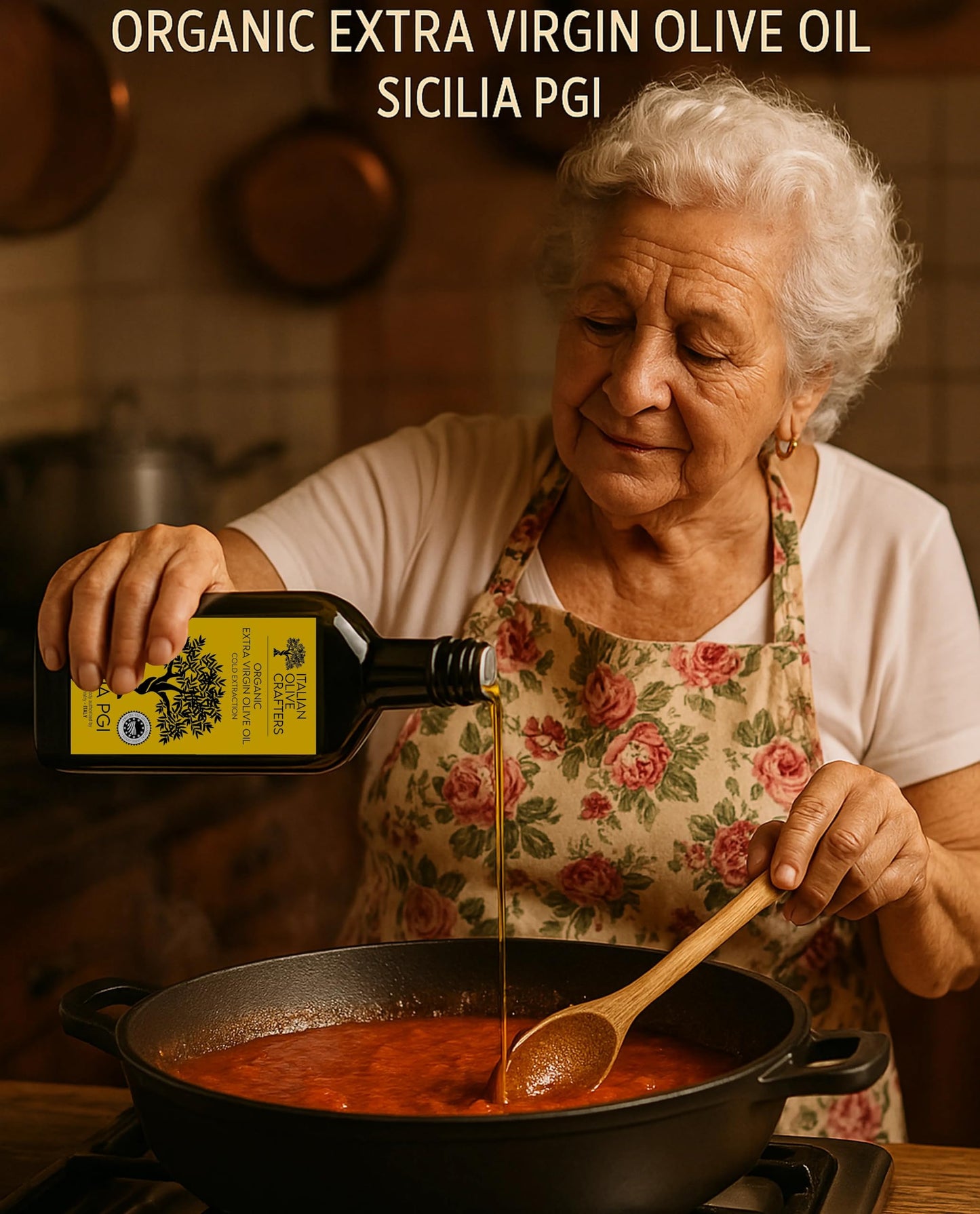 Italian Olive Crafters  Polyphenol Rich Organic Extra Virgin Olive Oil  16.9 fl oz - Organic Olive Oil Extra Virgin Cold Pressed Glass Bottle