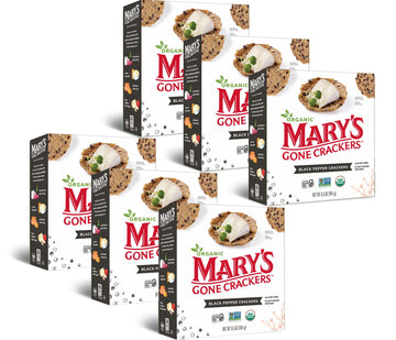 Mary'S Gone Crackers Black Pepper Crackers, 6.5 Ounce (Pack Of 6), Organic Brown Rice, Flax & Sesame Seeds, Gluten Free, (00010)
