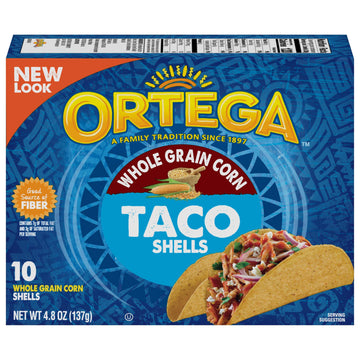 Ortega Whole Grain Taco Shells, 4.85 Ounce, 10 Shells (Pack of 6)