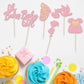 24Pcs Baby Shower Oh Baby Cupcake Toppers With Bow Dress Footprint Swan Pink Glitter Baby Girl Cake Picks Decorations For Baby S