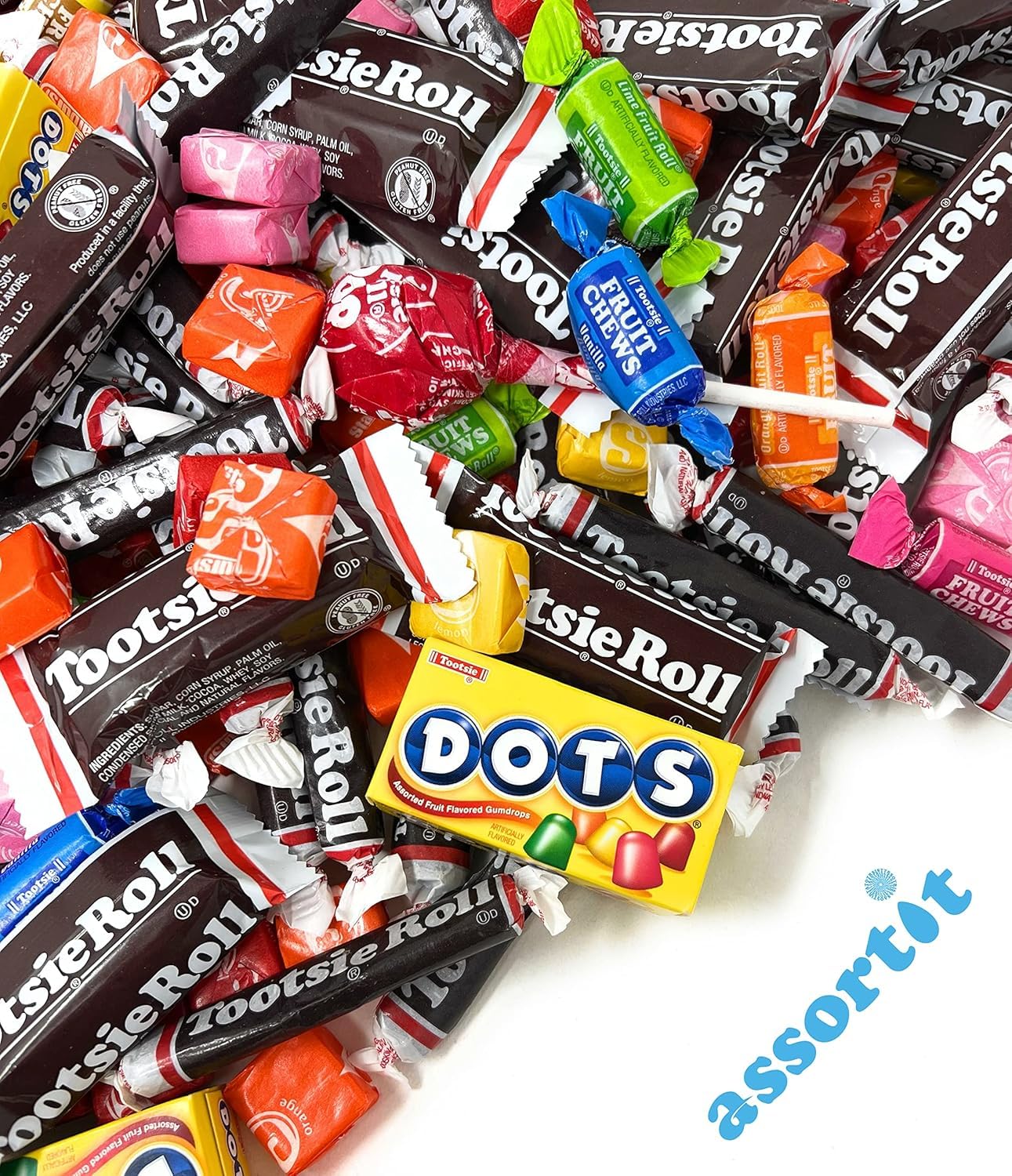 Assortit Holiday Bulk Candy Party Mix 48 Oz Tootsie Rolls, Starburst, Dots, Tootsie Pops Individually Wrapped